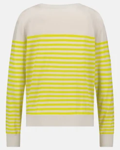 Hot Luxueuze 100% Merino Smerlada Gestreepte Blouse Dames Truien En Sweaters