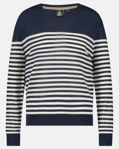 Hot Luxueuze 100% Merino Smerlada Gestreepte Blouse Dames Truien En Sweaters